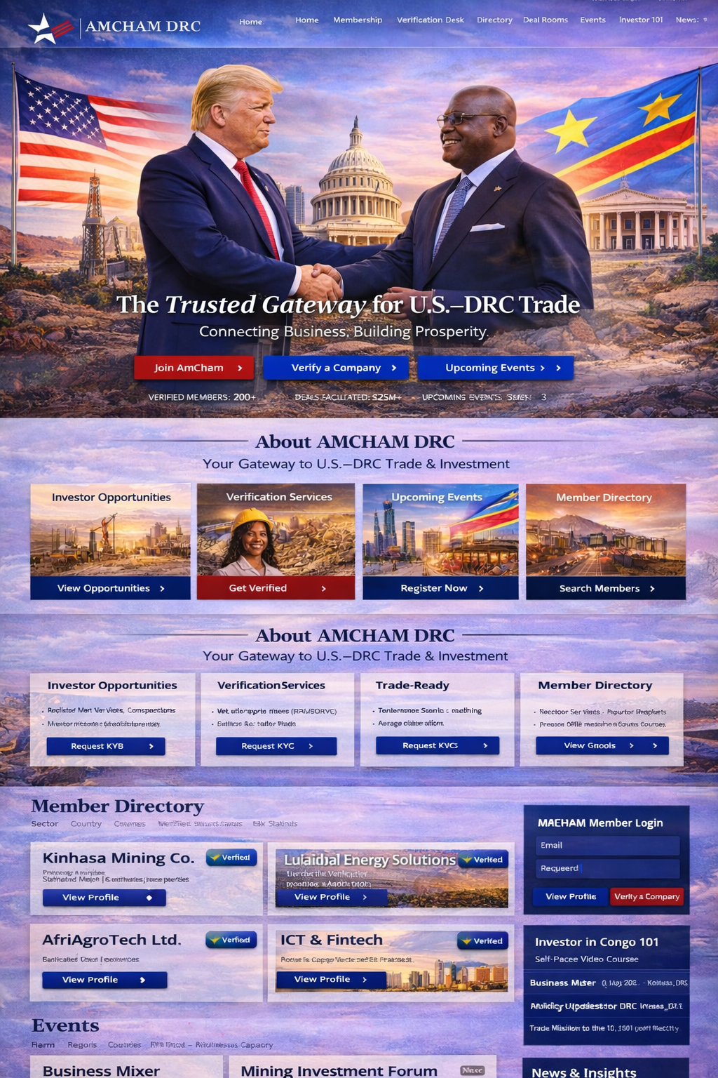 AMCHAM DRC homepage montage demonstrating U.S.–DRC trade partnership